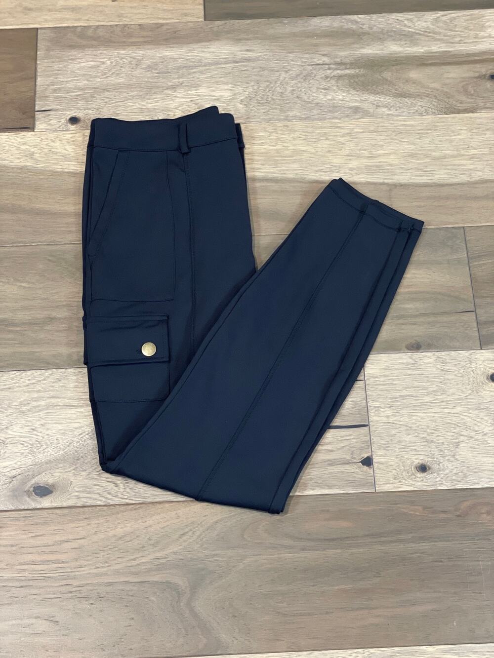 Halara Cargo Pants Size M Navy High Waisted Utility Skinny Stretch Snap Pocket